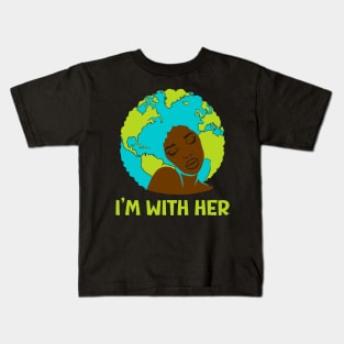 Black Mother Earth Goddess Earth Day 2024 Kids T-Shirt